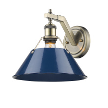 Golden 3306-1W AB-NVY - Yep by Golden Lighting Orwell 1-light Wall Sconce in Aged Brass and Navy Blue shade